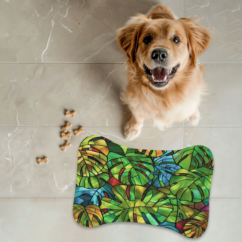 Verre feuille d'art - 1 pièce tapis d'alimentation en forme d'os, 18"