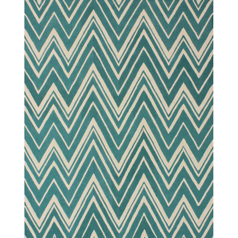 Sanyla Hand Tufted Wool Chevron Rug, Rectangle 2' x 3'