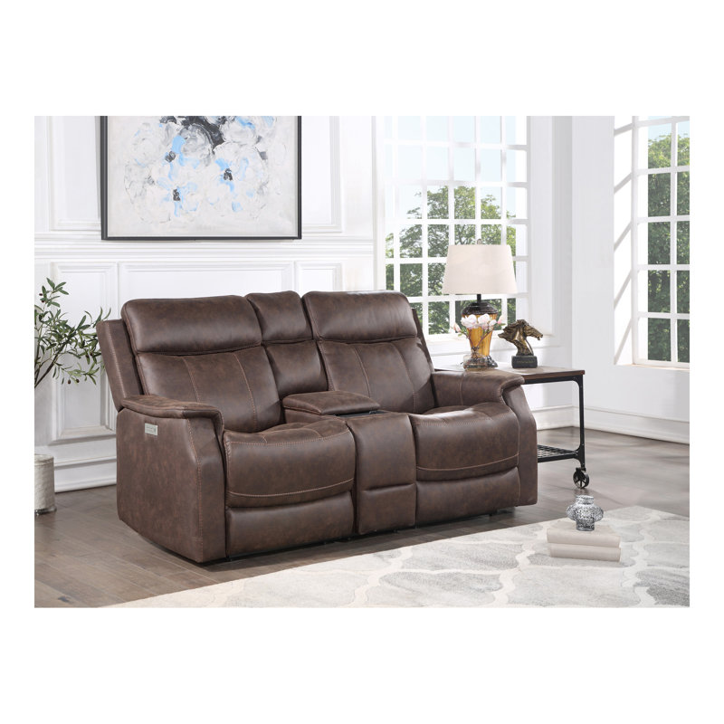 Causeuse Tailored Power Console - Similicuir Nubuck, Appui-tête électrique, Repose-pieds électrique - Silhouette contemporaine, rangement caché, chargement USB