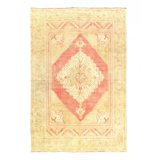 One-of-a-Kind Rectangle 6?6? × 9?11? 1980s Area Rug in Atomic Tangerine/Beige
