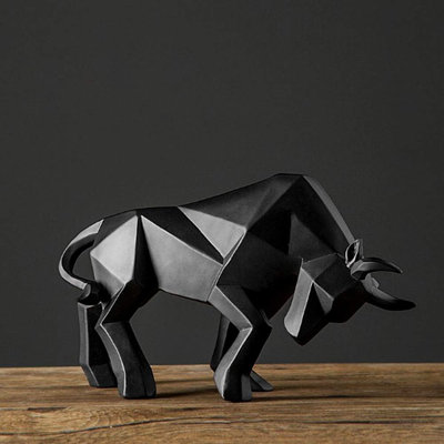 Polyresin Bull Figurine Home Decor, Abstract Sculptures, Furnishing Animal Ornament, Geometric Surface Statues Home Decor Ornament