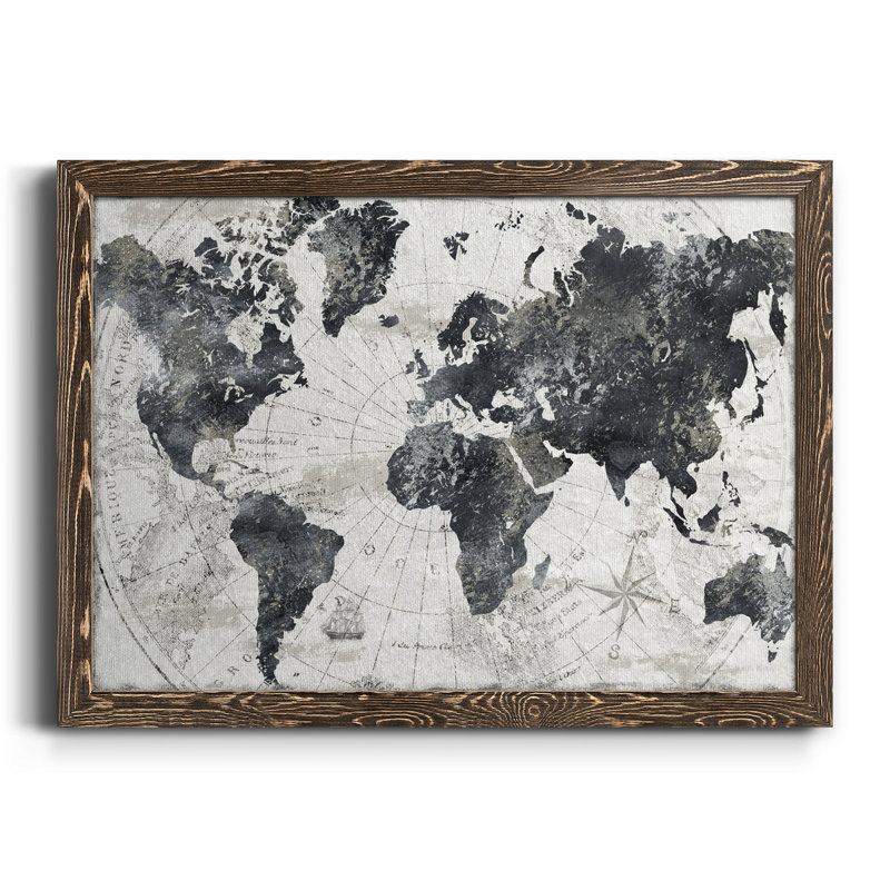 «Modern Atlas», cadre photo, impression sur toile, Toile avec cadre en noyer, H 24 po x l 18 po x P 1,5 po