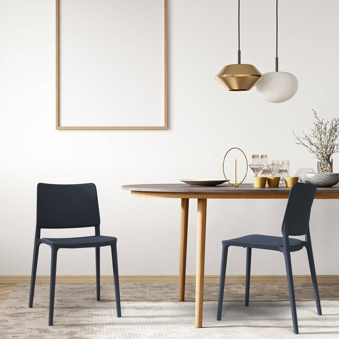 Newy Outdoor Stacking Dining Side Chair (Set of 2) Latitude Run®