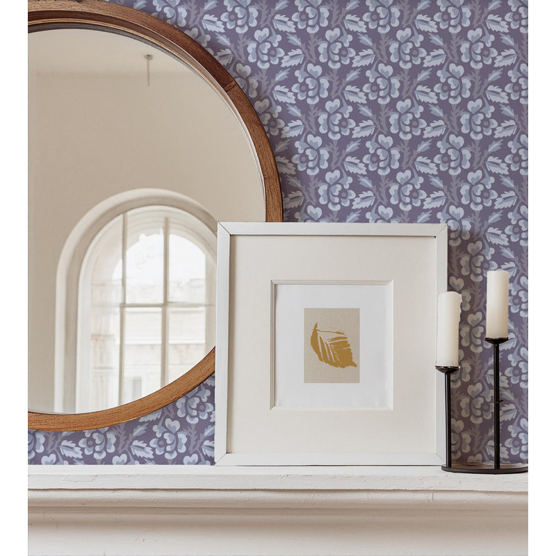 Thorn & Blossom - Wallpaper, Violet Indigo, Premium Paper