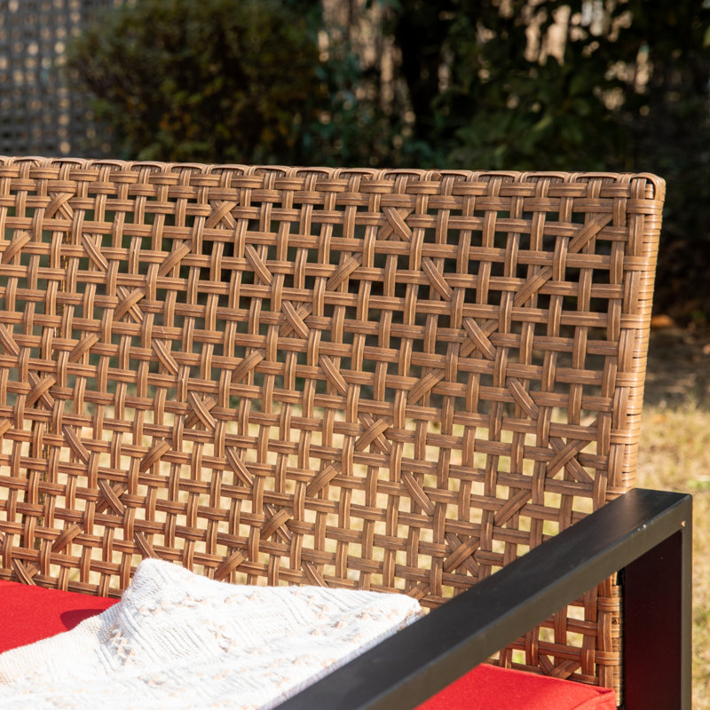 Armantine Darb Stylish 4-Person Wicker Patio Set, Red Performance, Brown