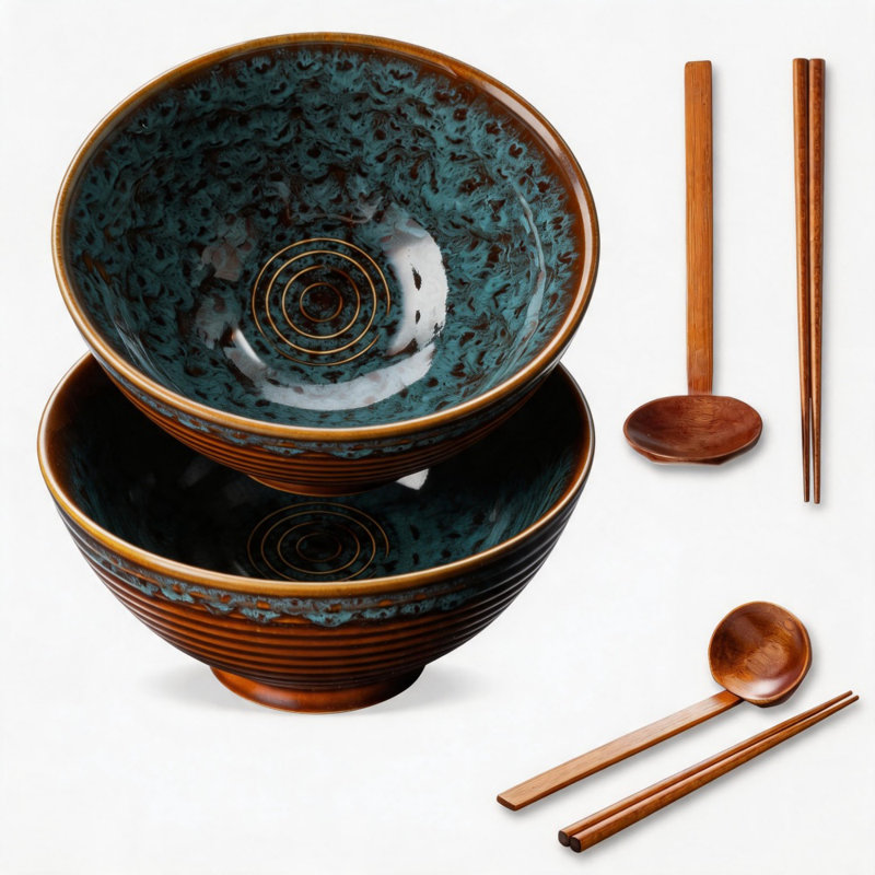 Ensemble de 2 bols 8 oz 40 oz Ramen japonais, vaisselle profonde en céramique avec vaisselle
