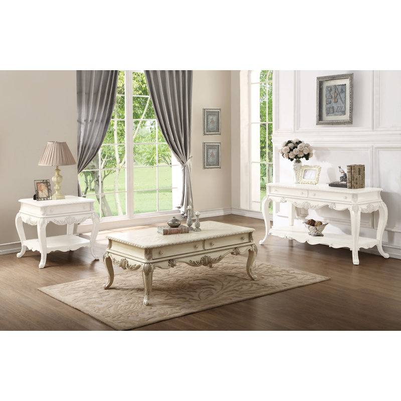 Table basse Moscote, Blanc antique