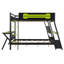 Modern Wooden Full Size Bunk Bed With Gaming Desks, Green