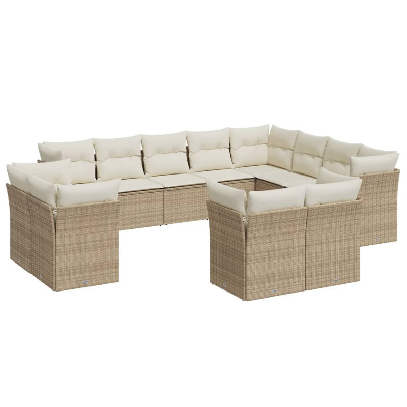 Ensemble de canapé de jardin modulaire en rotin PE 12 pièces beige