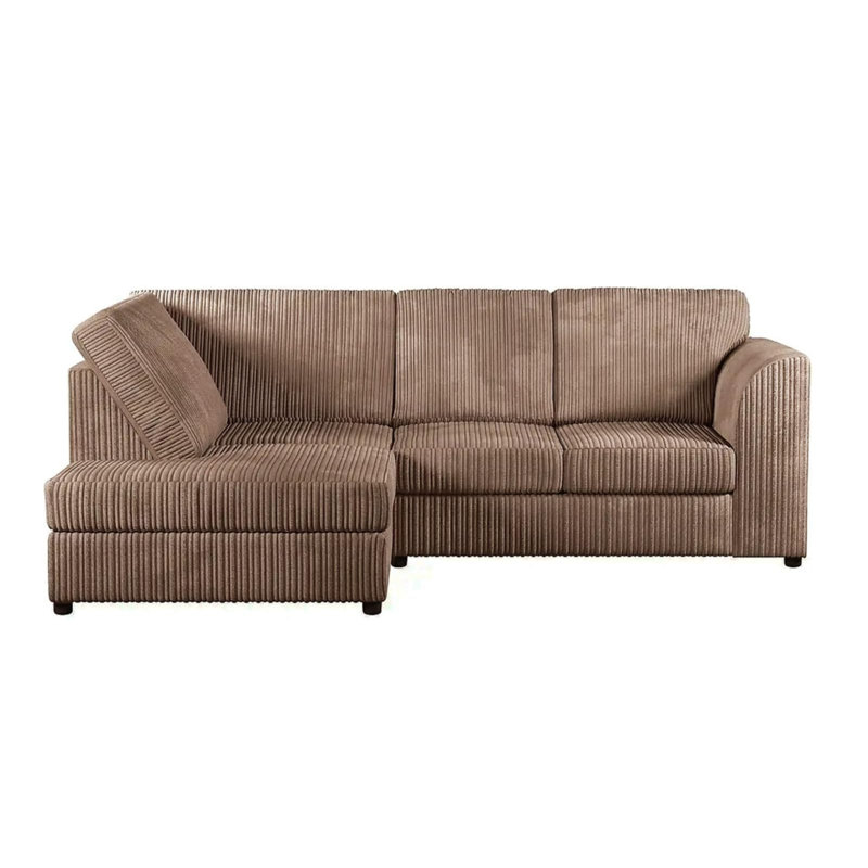 4 Seater Corduroy Corner Sofa , Beige, Left Hand Facing