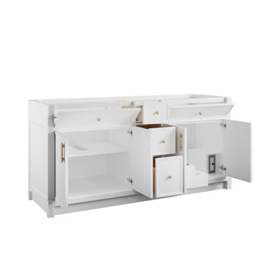 Bellshire 72" Double Vanity Cabinet, Bright White