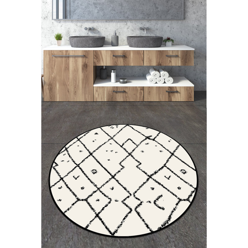 Antibacterial Bathmat, 100% Polyester, 63.0 in Diameter | 10 mm Pile Height, Non-Slip Underside, Machine Washable at 86°F | Soft & Durable, Perfect for Bathroom & Shower Safety | Easy Care & Maintenance