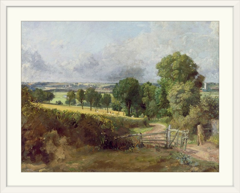 «The Entrance to Fen Lane» par John Constable - reproduction imprimée, H 20 po x l 24 po x P 1 po, Cadre blanc