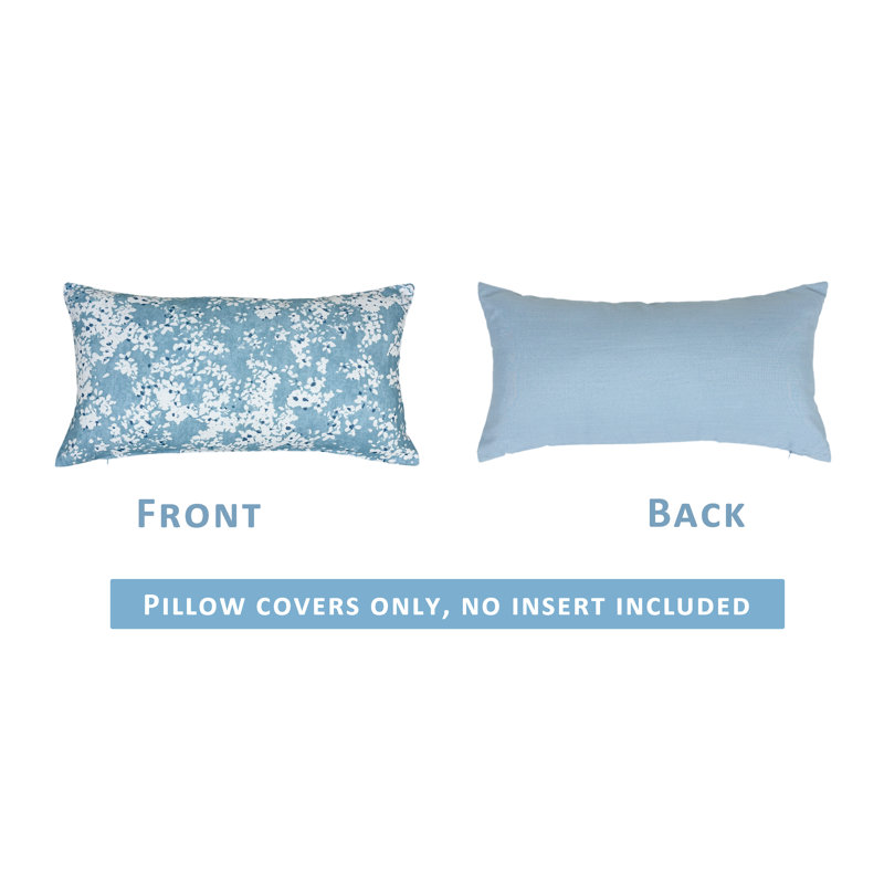 Ensemble de 2 housses de coussin décoratives imprimées de 14 po x 26 po, H 12 po x l 24 po, Blooms turquoise