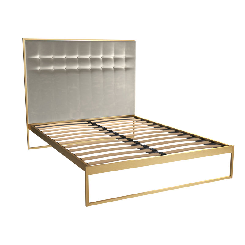 Euclid Upholstered Bed, Double (4'6), Silver