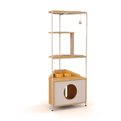 Versatile Corner Cat Tower With Multiple Features For Feline Fun