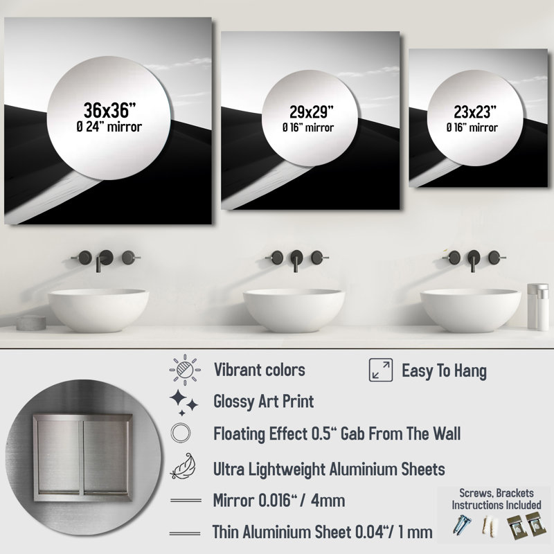 Maleaya - Miroir carré décoratif pour chambre à coucher, 36 po x 36 po
