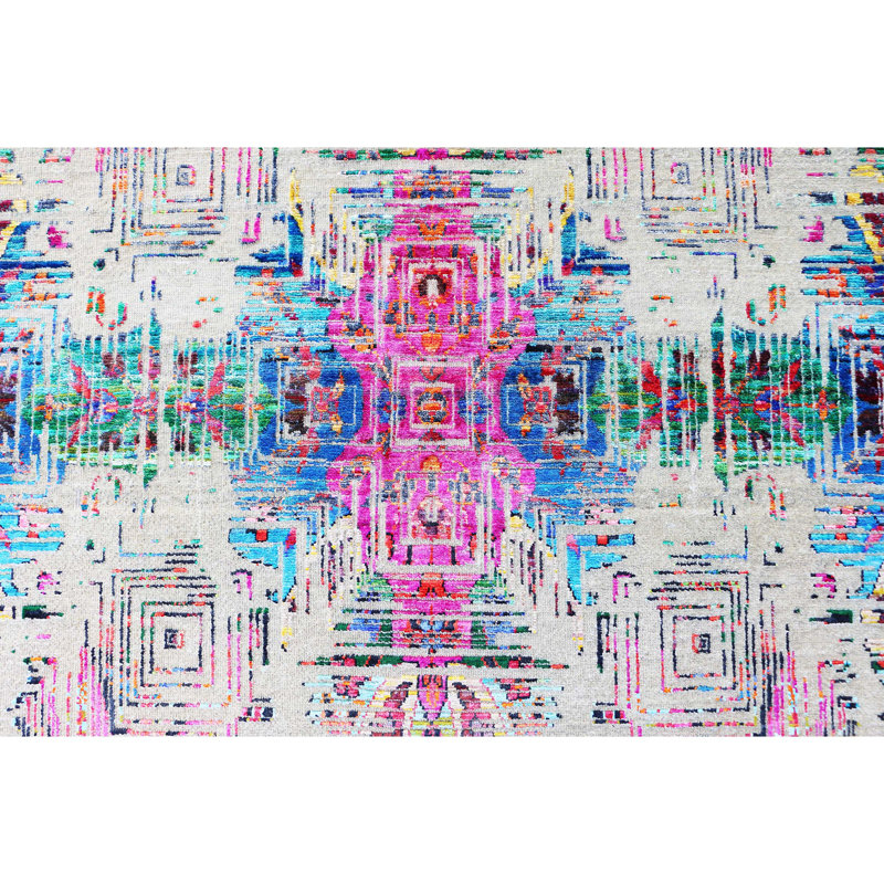 Hand Knotted Abstract Indoor Rug, Rectangle 6' x 9'