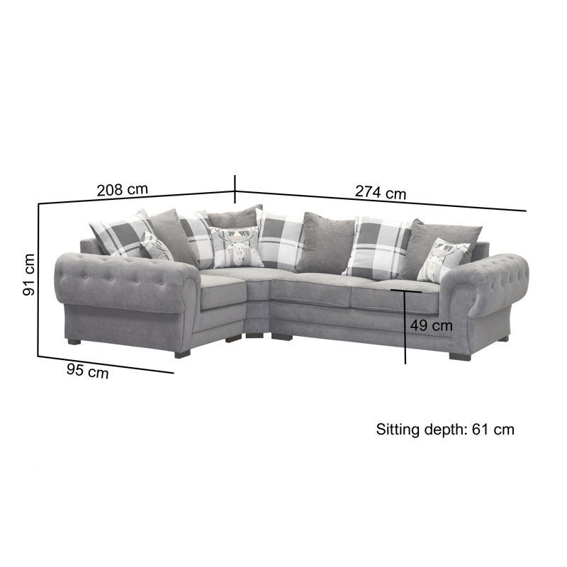 Alcrossagh Corner Sofa, Left Hand Facing, Dark Grey