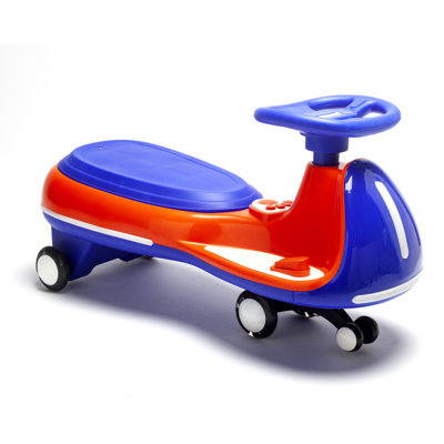 12V Kids Electric Twist Car, Dual 540 Motors Ride On Swing Car with LED Lights & Music, PU Light-Up Wheels, 2-in-1 Electric & Manual Slide Drift Car for Ages 3-6, Max 66 lbs (Red & Blue)