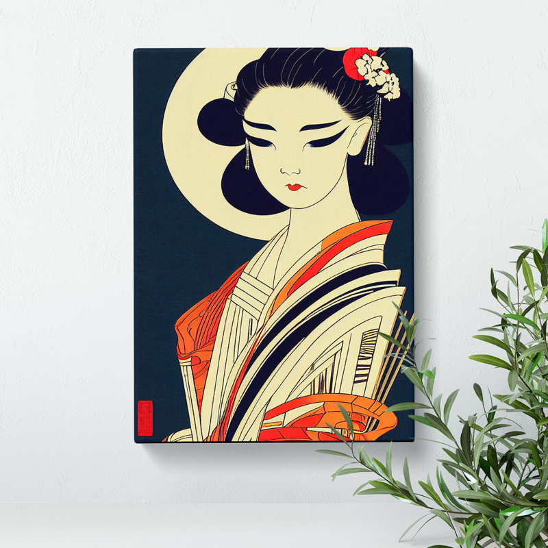 Artistic Geisha No.2 - Wall Art, 50cm H x 35cm W x 3cm D, Wrapped Canvas