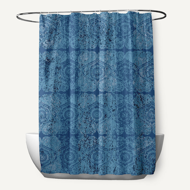 Harrel Abstract Shower Curtain, Blue