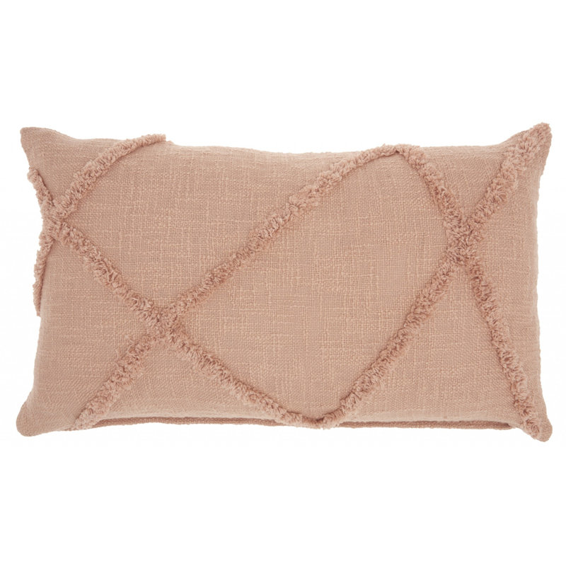 Coussin lombaire abstrait à poils longs, Thé rose