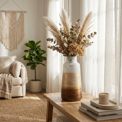 Vase de table en verre sculptural à motif dégradé pour décoration intérieure