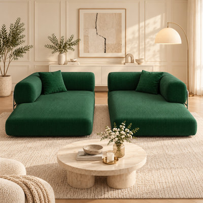 Canapé-lit convertible de 200 cm (78,8 po) avec compression, sectionnel modulaire sans armature, dossier et accoudoirs rembourrés, canapé-lit confortable en tissu velours côtelé pour salon ou chambre, vert