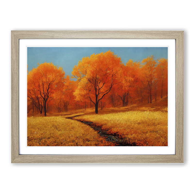 Effervescent Autumn Forest 1 Piece Single Picture Frame Wall Art, 34cm H x 46cm W x 2cm D, Oak Framed