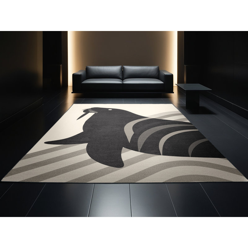 Tapis beige moelleux moelleux et moelleux à motif arc moderne Freshford Walrus, 3 x 5