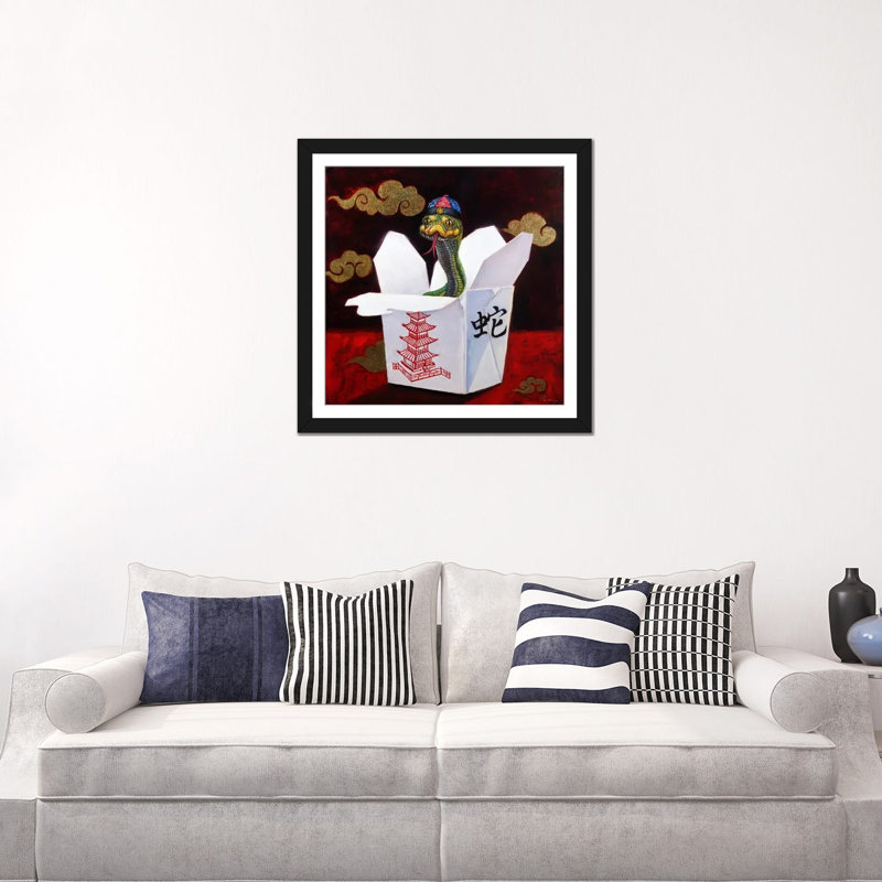 «Takeout with a Twist», reproduction sur toile, H 24 po x l 24 po x P 1 po, Papier d'art encadré noir, Blanc