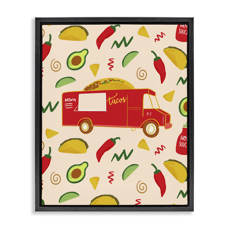 Art mural sur toile flottant Taco, 31" H x 25" W, Cadre flottant noir de jais