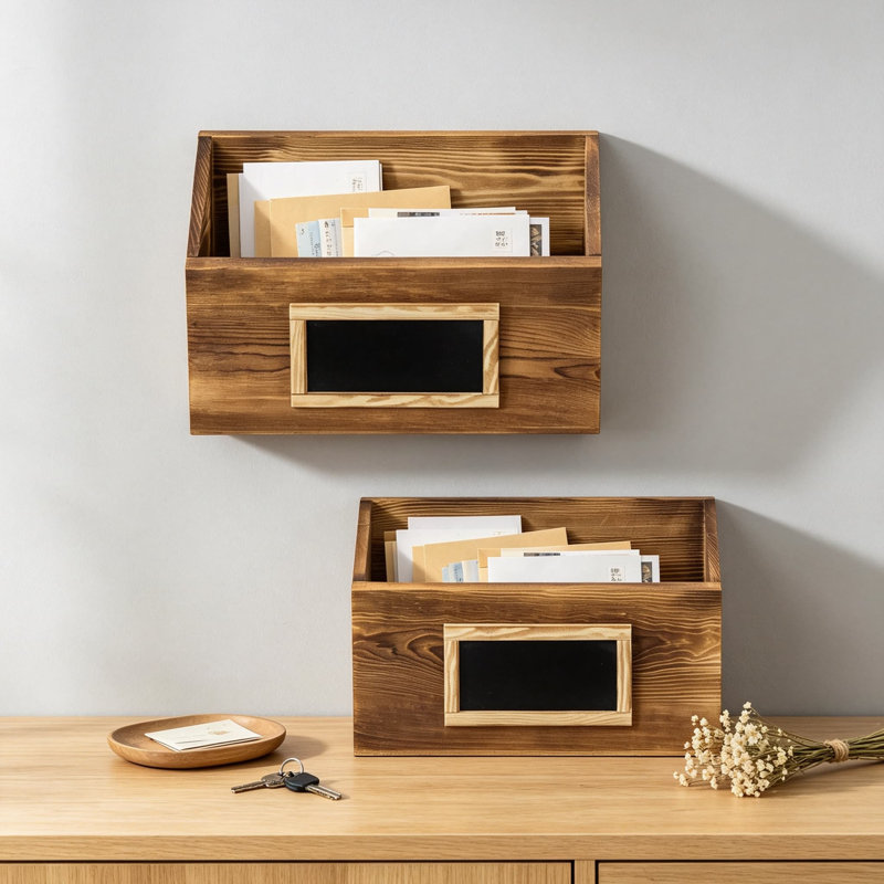 Étagère de rangement murale en bois brûlé Rustic