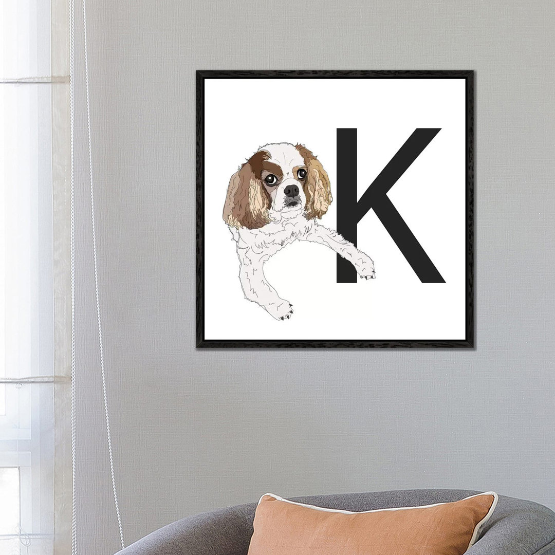 K Is For King Charles Cavalier von Sketch And Paws - Gallery-Wrapped Canvas Giclée on Canvas