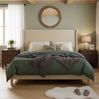 Corduroy Platform Bed Frame, No Box Needed