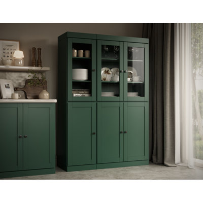 Garde-manger Palace 100% bois massif 48,5 po avec shaker, portes en verre transparent, 2 tiroirs et tablettes réglables Palace Imports
