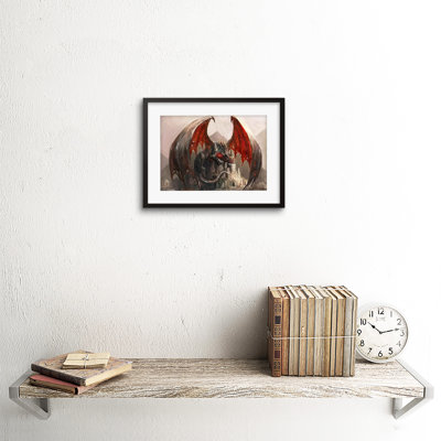 Painting Illustration Fantasy Dragon Castle Wings 1 Piece Single Picture Frame Painting