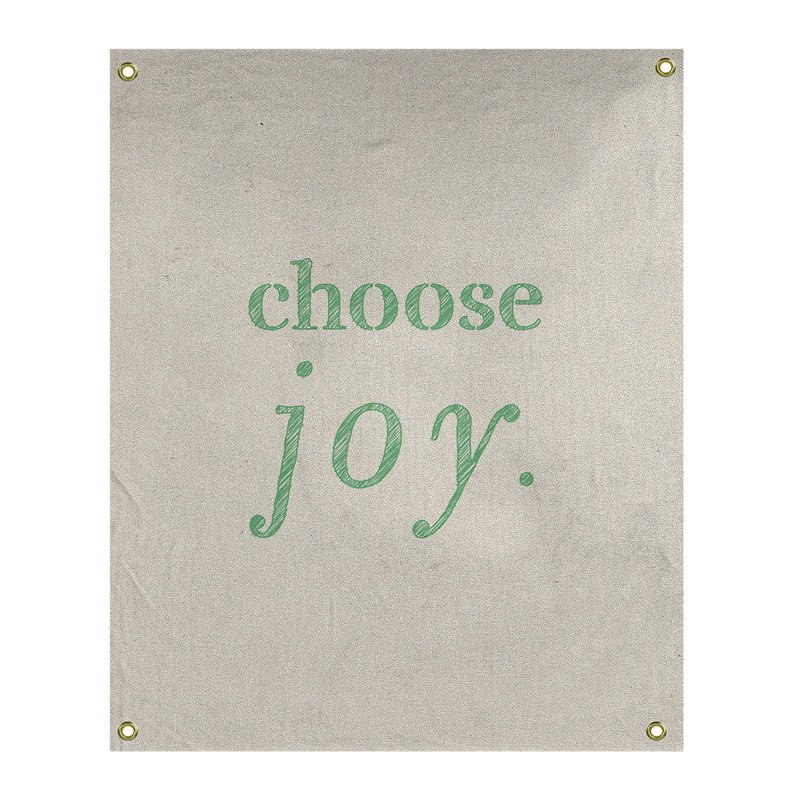 Tapisserie de polyester, choisir la joie citation, H 36 po x l 26 po, Blanc / Vert