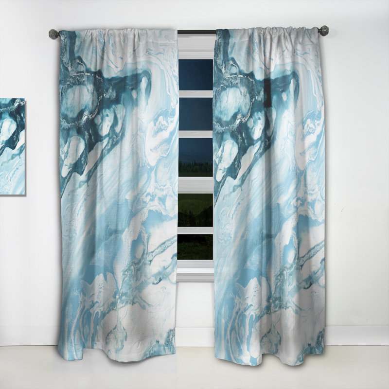 «Blue Wave» liquide Art - rideau en velours moderne - obscurcissant - 1 panneau, L 52 po x L 84 po
