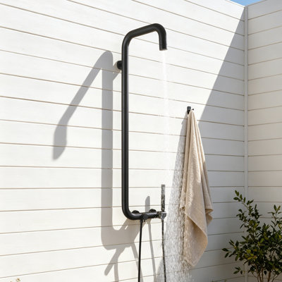 44"H 316 Stainless Steel Wall Mounted Rust-Free Outdoor Shower With Handheld Shower