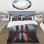 Ensemble de housse de couette rouge et gris New York Brooklyn Bridge I