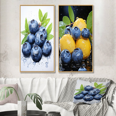 Ballet Blueberry Fruit Serenade IV - Fruits Wall Art Prints Set Of 2