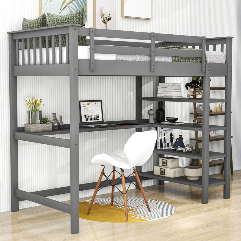 Lit mezzanine Egla par Harriet Bee, gris, Simple