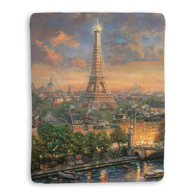 Thomas Kinkade Paris, City of Love Sherpa Throw Blanket
