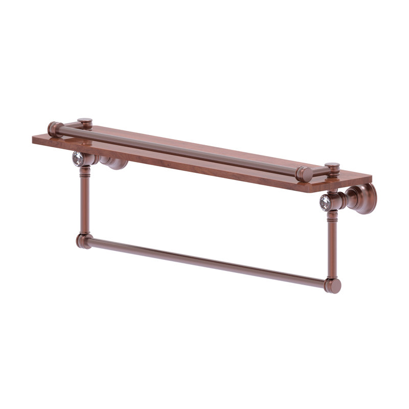 Freyja Ironwood Bracket Shelf with Towel Bar, Antique Copper, 5.54" H x 22" W x 7.4" D