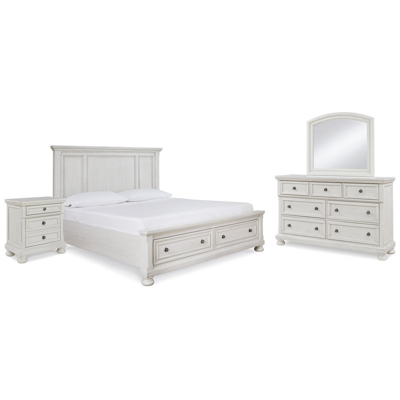 Robbinsdale Queen Storage Bed, Dresser, Mirror and Nightstand