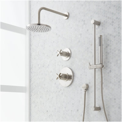 Vassor Pressure Balance Shower System with Slide Bar and Hand Shower - Brushed Gold