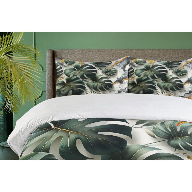Monstera Duvet Cover, California King Duvet Cover + 2 Standard Shams