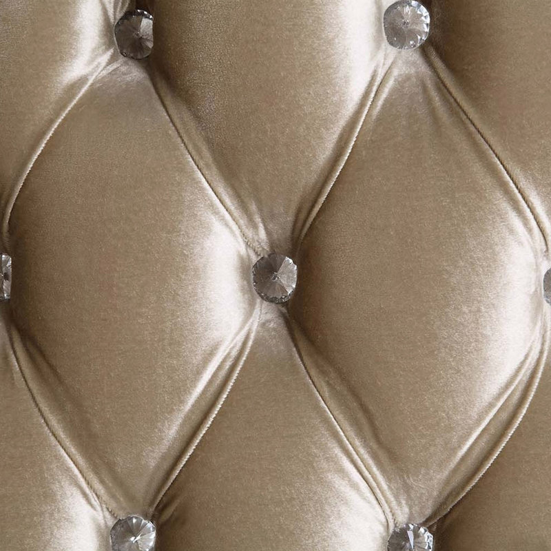 Canapé Kin, 7 coussins décoratifs, brun clair capitonné et blanc antique